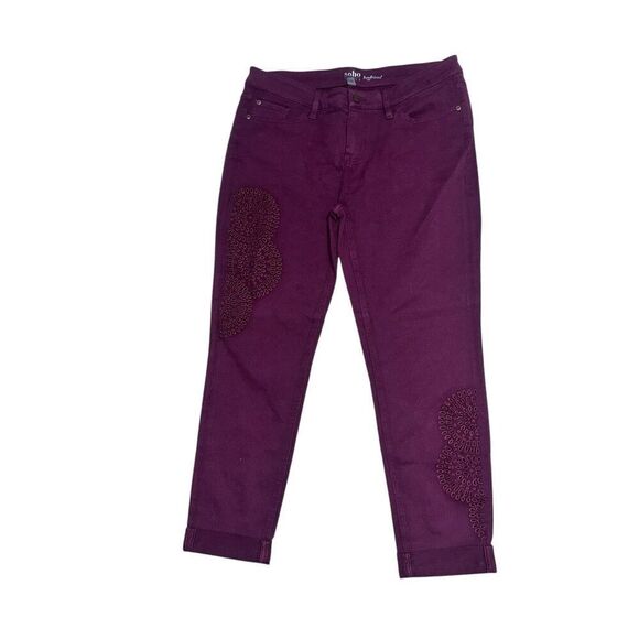 NEW WITH TAGS NEW‎ YORK & Company Soho Boyfriend Burgundy Jeans NWT, size 8 - Picture 1 of 9
